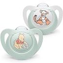 NUK Star Baby Dummy | 6-18 Months | Soothes 99% of Babies | BPA-Free Silicone Soothers | Winnie The Pooh | with Case | 2 Count