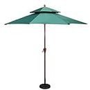 LiuGUyA Garden Outdoor Beach Patio Umbrella 2.7m/9ft, Wooden Grain Parasol Sun Umbrella with Crank and 8 Sturdy Ribs