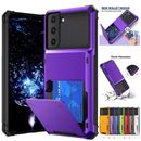 For Samsung Galaxy S24 S23 S22Ultra Hybrid PC Wallet Card Slot Holder Case Cover