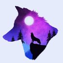 3” Wolf Sticker Howling at the Moon Night Wildlife Wild Full Moon Colorful Beast