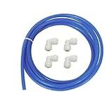 Filox Ro Food Grade 10 m Pipe Tube 1/4 Inch for All Types of Water Purifier (Blue) and 4 Pieces 1/4 ELBOW Connector