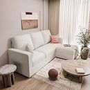 JUMMICO Convertible Sectional Sofa Couch, Fabric L-Shaped Sofa with 3 Seats, Removable Ottoman, Small Sofa for Small Apartments, Living Rooms and Offices (Pale Grey)