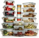 Razab Set of 35 PC Glass and Plastic Food Storage Containers with Airtight Lids