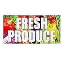 Vinyl Banner Multiple Sizes Fresh Produce Farmer's Market Food Fair Business Outdoor Weatherproof Industrial Yard Signs Red 4 Grommets 12x30Inches