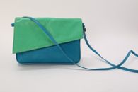 Blue Green Leather Crossbody Shoulder Bag