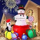 7.2FT Christmas Inflatables Outdoor Decorations, Augot Inflatable Christmas Yard Decorations Built-in LED Lights,Snowmen,Penguins, Gift Boxes, Merry Christmas Blow up Decor Indoor Outdoor Yard Garden