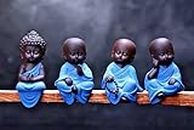 Jardin Mile® Lot de 4 mini Ornements de Bouddha Assis - Décoration de Maison, Jardin, Intérieur, Extérieur - Figurines de Yoga, Feng Shui  