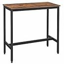 VASAGLE Bar Table, Narrow Long Bar Table, Kitchen Dining Table, High Pub Table, Sturdy Metal Frame, Industrial Design, 15.7 x 39.4 x 35.4 Inches, Rustic Brown and Ink Black ULBT10X