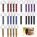 Aswewamt 20 Pieces Emergency Whistle with Keychain, Aluminum Whistle Hiking Camping Survival Aluminum Whistle Loud Sound Emergency Whistles for Camping Hiking Hunting Outdoors Sports, 5 Colors