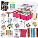 VOLINFO Arts and Crafts Supplies for Kids- 1600+ PCS DIY Craft Kits Including Scratch Paper Art Set, Pipe Cleaners, Folding Storage Box, Preschool Homeschool Craft Set, Gift for Toddlers Age 4 5 6 7 8 9(Pink)