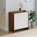 BLUEWUD Colove Engineered Wood Multipurpose Modular Chest of Drawers, Wooden Drawer Storage Organizer Cabinet for Living Room Bedroom Home Furniture (Brown Maple & White)