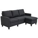 HOMCOM Sectional Sofa, L Shape Couch with Ottoman, Modern Sectional Couch for Living Room, Dark Grey