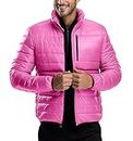 Mens Puffer Jacket Heavyweight Vicente Pink Premium Winter Down Jackets Men Windproof and Water Repellent (M)