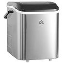 HOMCOM Portable Ice Makers Countertop, Self Cleaning Ice Machine with Ice Scoop and Basket, 9 Ice Cubes Ready in 6 Mins, 26lbs/24Hrs, 2 Sizes of Bullet Ice for Home Office, Black