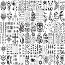VANTATY 66 Sheets 3D Small Black Temporary Tattoos For Women Men Waterproof Fake Tattoo Stickers For Face Neck Arm Children Flower Birds Star Realistic Tatoo Kits For Boy Girls Adults