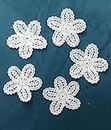 SYNC Crochet Patch Patches for Blouse 8 CM lace and Patches White Colour Floral Clothes 5 Pieces Dress Gowns Jackets Badges Kids Bags Dress Decoration Craft sew