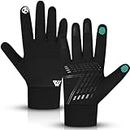 WESTWOOD FOX Winter Gloves for Man and Women, Soft warm Touch screen thermal Gloves, Non-Slip Grip, Elastic Cuff, Windproof Finger Gloves for Driving, Cycling, Running, Hiking, Skiing(BLACK,M)