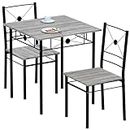 Vida Designs Roslyn Dining Table and Chair Set, Kitchen Breakfast Modern Contemporary Furniture Set (Grey, 2 Seater)