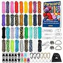MONOBIN Paracord, 550 Paracord Combo Kit mit Anleitung - 36 Farben Multifunktions Paracord Seile und komplettes Zubehör zur Herstellung von Paracord Armbändern, Lanyards, Hundehalsbänder