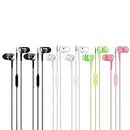 YuCool - Set of 6 Headphones with Microphone and Stereo Sound, with Cable and Noise Isolation, Compatible with All 3.5 mm Interface Devices, Black, White, Pink, Green
