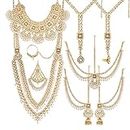 I Jewels 18k Gold Plated Wedding Wear Indian Bollywood Faux Kundan & Stone Studded Dulhan Bridal Jewelry Set for Women, Gold Plated, not-applicable