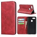 Cavor for Oppo AX5s Case,Cowhide Pattern Leather Case Magnetic Wallet Cover with Card Slots(6.2") -Wine Red