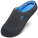 MAIITRIP Pantuflas para Hombre Espuma de Memoria Invierno Cálido Zapatillas de Estar por Casa Hombre Interior Exterior Antideslizante Zapatos Suela de Goma Slippers Gris Azul Tamaño 42 43
