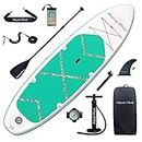 Aqua Plus 11ftx33inx6in Inflatable SUP for All Skill Levels Stand Up Paddle Board, Adjustable Paddle,Double Action Pump,ISUP Travel Backpack, Leash,Shoulder Strap,Adult,Youth Inflatable Paddle Board