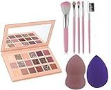 Urban SS Professional Combo Of Nude Eye Shadow Palette With 5Pc Brush & 2 Puff, Shimmery & Matte Finish