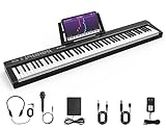 Digital Piano 88 Key Full Size Semi Weighted Electronic Keyboard Piano with Music Stand,Built-In Speakers,Electric Piano Keyboard with Sustain Pedal,Bluetooth,MIDI/USB/MP3 for Beginners Adults