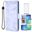 Asuwish Phone Case for Samsung Galaxy S10 Plus with Screen Protector and Marble Wallet Cover Flip Card Holder Slot Stand Cell Glaxay S10+ Galaxies S10plus 10S Edge S 10 10plus Cases Women Men Purple