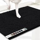 Muddy Mat AS-SEEN-ON-TV Highly Absorbent Microfiber Door Mat and Pet Rug, Non Slip Thick Washable Area and Bath Mat Soft Chenille for Kitchen Bathroom Bedroom Indoor and Outdoor - Black Medium 30"X19"