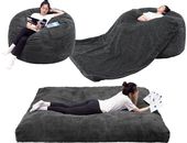 N&V 4.5Ft Giant Bean Bag Sofa, Convertible Chair Folds from Bean Bag to Sofa Bed