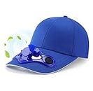 Solar Power Fan Cap Baseball Golf Hat Cool Your Face in Hot Sun Summer, Blue, 5 1/8-5 3/8