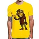 Ghantababajika Men`s Printed Yoo Monkey T-Shirt | Funny Quote T-Shirts Yellow