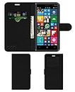 ACM Leather Window Flip Wallet Front & Back Case Compatible with Nokia Lumia 830 Mobile Cover Black