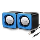 FRONTECH Premium 2.0 Channel USB Powered Speakers with 1.5W x 2 Output, AUX Input, and 1-Year Warranty (Blue)