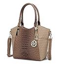 MKF Collection Tote Bag for Women, Handbag Set with Wallet-Top-Handle- Vegan Leather Purse, Kristal Beige