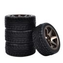 4Pcs Tires w/ Aluminum Wheels Rim 12mm Hex for 1:10 RC On Road Drift Racing Car