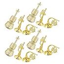 Gadpiparty Musical Instrument Ornaments 12pcs Miniature Musical Instruments Christmas Tree Ornaments Mini Trumpet Violin French Horn for Dollhouse Xmas Holiday Hanging Decorations Golden