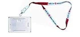 ClickWhiz Indian Railway Lanyards/Ribbons for ID Card with Free Transparent Card Holder for Official Use Colour-White Red.