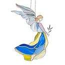 QIFLY Guardians Angel Stained Glass Umbrella Ukraine Stained Metal Window Decoration Guardians Angel Gift Parrot Gifts for Lovers (A, One Size)