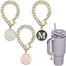 Ekarley Water Bottle Letter Charm For Stanley Cup,3Pcs Name Id Chain Initial Charms Accessories Compatible With Simple Modern/Tumbler/Yeti Cup For Handle, Stainless Steel