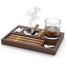 Cigar Ashtray with Cigar Cutter, Cigar Accessories Set Gift for Men (Brown New)