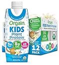 Orgain Organic Kids Nutritional Vegan Protein Shake, Vanilla - 8g Plant Based Protein, Kids Snacks, 23 Vitamins & Minerals, Fruits & Vegetables, Soy & Gluten Free, Non GMO, 8 Fl Oz (Pack of 12)
