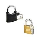 VOLO Alarm Security Lock with Motion Sensor (Black) and Iron Anti-Pick Hardened Premium Padlock (63m) for Home and Office Door.
