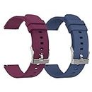 woednx Smart Watch Bands,20mm Replacement Straps Band for Smart Watch, soft skin-friendly silicone quick release, smart watch wristband(wine red+blue)