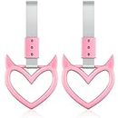 2 Pieces Devil Heart Handle Ring Bumper Warning Car Accessory Heart Hand Strap Drift Charm Rear Bumper Warning Ring Decor for Car Bus Subway Interior Exterior Decoration (Pink)