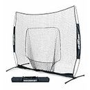 PowerNet Baseball Softball Pro Practice Net for Hitting and Throwing with 7x7 Bow Frame | Weighted Base | One Piece Frame(Navy)