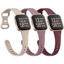 3 PC Straps for Fitbit Versa 2 / Fitbit Versa/Versa Lite for Women Men, Slim Replacement Sport Band in Soft Silicone Compatible with Fitbit Versa 2 Specially Designed for Small Wrists